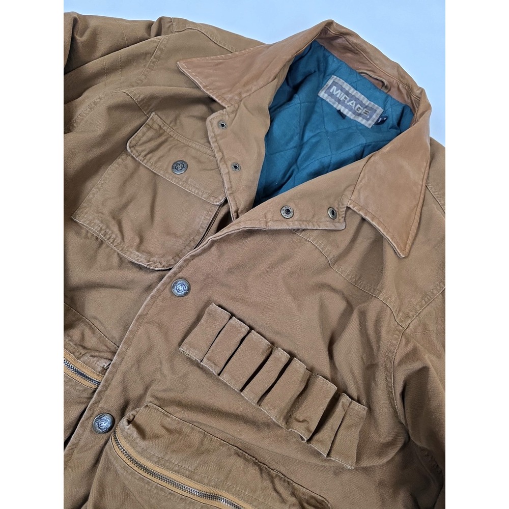 Men's Mirage Brown Upland Bird Hunting Field Jacket Leather Collar Canvas XL